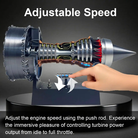 Realistic Turbojet Engine Model With Adjustable Speed And LED Lights Educational Aerospace Toy for Gearhead Adults Desk Decor