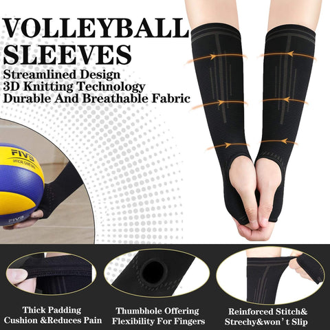 Volleyball Arm Sleeves Gear Compression Forearm Guards for sports with inner silicone and nylon polyester for youth and adults.