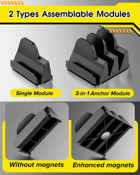 Magnetic Wrench Organizer Set For Tool Box, 50-Piece Modular Wrench Holder With Metric And SAE Labels, module options.