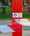Heavy Duty Industrial Equipment Maintenance Alert Decal Sticker For Filter Cleaning Reminder Weather Resistant White PET Label on red post