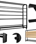 Hella Sturdy Fabric Roll Storage Rack With Smooth Riding Casters And Adjustable Hanging Rod Display Shelf For Leather Wallpaper Rolls, steel frame with detailed connections.