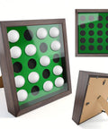 Show Off Your Golf Ball Collection In This 20 Ball Display Case Frame Shadow Box For Wall Or Tabletop, Premium Wood With Crystal Clear Acrylic, 10.3 By 12.2 Inch, Perfect Gift For Golf Lovers, front and back view