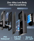 Diagram of Keyless Entry Keypad Deadbolt With Handle Set, Smart Lock, showing internal components and features, black
