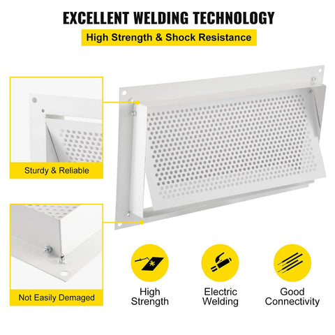 8x16 Inch Crawl Space Flood Vent Wall Mounted White Foundation Vent with bi-directional design showing welding details