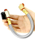 Two Pack Extended Tank Drain Valve Kit For Air Compressors With Ten Inch Drain Hose And One Quarter Inch NPT Threads hand-held view