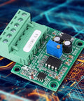 Green circuit board of 0-5KHz To 0-10V Frequency To Voltage Converter Module Digital To Analog Converter For Pulse Signals, 5V/12V/24V Input