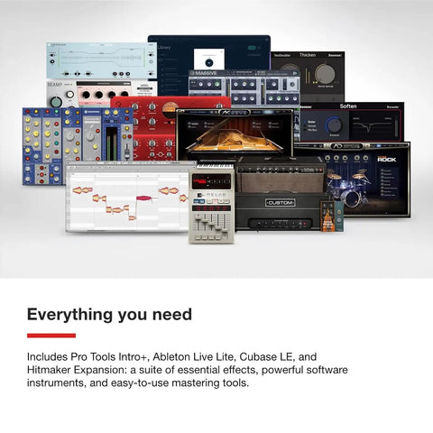 Digital software tools included with Scarlett Solo Studio 4th Gen USB Audio Interface Bundle for recording and podcasting
