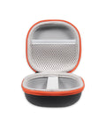 Slim Laser Tape Measure Case Tailored For Prexiso Lexivon And General Tool LTM1 open view, black and orange, heavy-duty zipper storage.