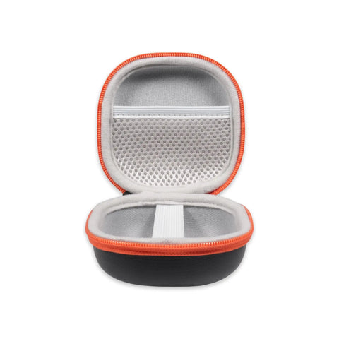 Slim Laser Tape Measure Case Tailored For Prexiso Lexivon And General Tool LTM1 open view, black and orange, heavy-duty zipper storage.