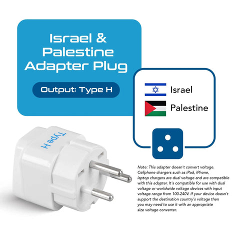 Type H Travel Power Adapter 3 Pack Grounded 3 Prong Plug Travel Kit For Israel Palestine Jerusalem Holy City Compact Travel Ready Must Have For Worldwide Devices Up To 250V 10A