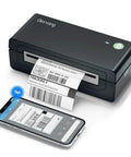 Slick Wireless Bluetooth Thermal Printer For Quick 4X6 Shipping Label producing a shipping label from a smartphone.