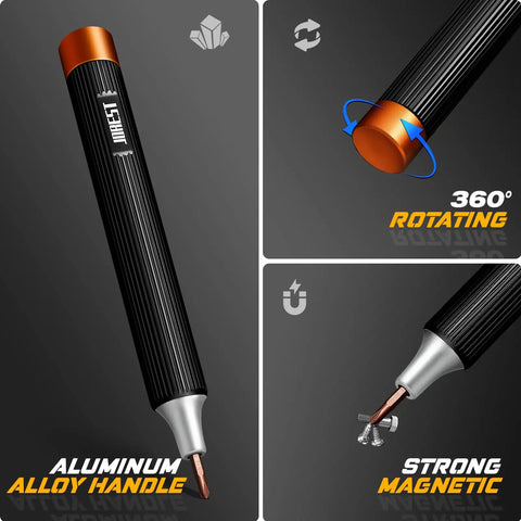 32 In 1 Magnetic Precision Screwdriver Set With Torx Bits, showing aluminum alloy handle, 360-degree rotating and strong magnetic tip