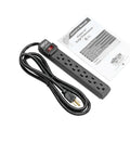 Six Outlet Surge Protector Power Strip With Six Foot Cord Black No Brainer Lifetime Guarantee And Ten Thousand Insurance Coverage