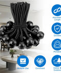9 Inch Ball Bungee Cords Heavy Duty Tie Down Kit displayed with icons for adjustable, durable, portable in a modern room.