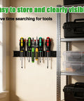 Wall Mounted Screwdriver And Pliers Holder With 23 Slots Heavy Duty Metal Tool Organizer Rack for garage, installed view