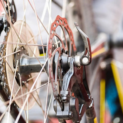 Bombproof Mechanical Disc Brake Rotor Kit For Mountain Bike Featuring Front And Rear 160 Mm Silver Rotors image, showing installation close-up.