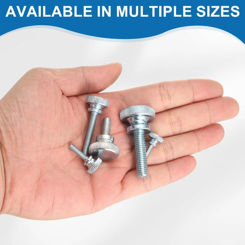 Hella Durable M4 X 40mm Knurled Thumb Screws 20 Pack Metric Shoulder Grip Knobs Solid Carbon Steel Fasteners For TV Monitor Mounts in hand.