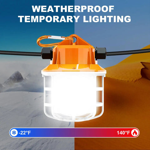 Single LED bulb from Industrial Grade 50Ft LED Construction String Lights Linkable IP65 Outdoor Work Lighting 5000K Daylight Bright 7500 Lumens