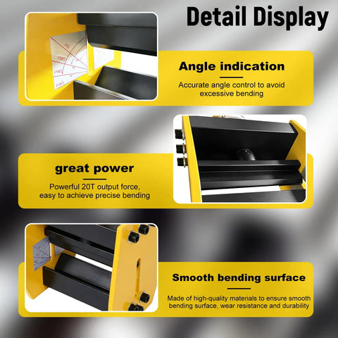 Handheld Hydraulic Busbar Bender Machine With Angle Indicator 20 Ton Press visual detail showing angle control and smooth bending surface.