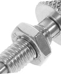 Built Like A Tank Locking Spring Plunger Pins For Rolling Toolboxes Stainless Steel close-up, knurled handle, threaded bolt detail.