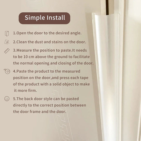 Installation instructions for Totally Pinch Proof Door Guard And Protector Set For Kids Smart Rubber Hinge Stopper.