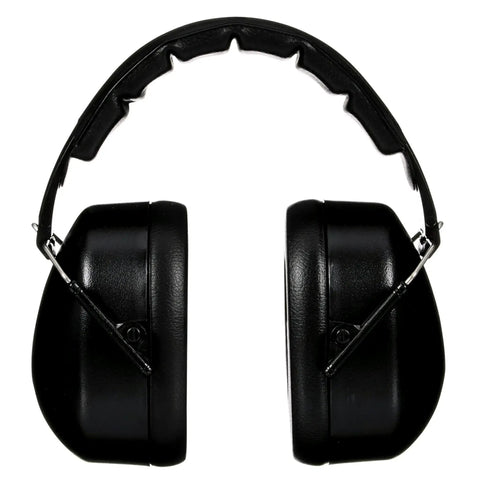 Folding Earmuff For Hearing Protection With 25 Decibel NRR And Adjustable Padded Headband, Pivoting Cups For A Comfortable Fit And Compact Storage, Flexible One Size Fits Most Black Ear Muffs For Workshop Or Job Site Comfort