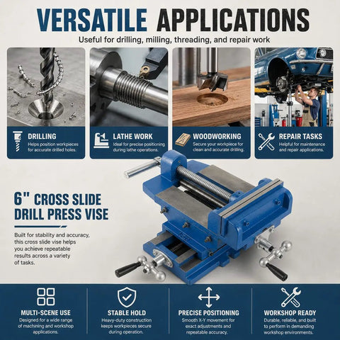Industrial Grade Bench Vise With 6.3 Inch Jaw Width Built Tough For Real World Workshop Use, cross slide drill press vise