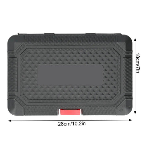 Pro Grade Brass Template Router Guides Kit With Eight Bullseye Bushings And Beefy Lock Nuts storage case, black, 26cm x 18cm, sturdy design.