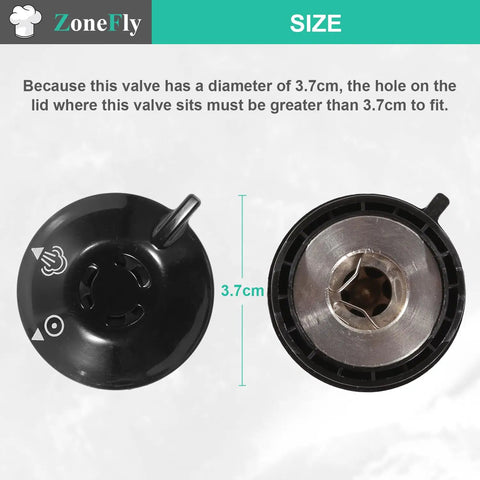 Fast Install Pressure Release Valve For Power Cooker XL And 6Qt 8Qt Models, 3.7cm Diameter, Top and Bottom View
