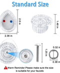 Posi-Temp Single Handle Shower Knob Replacement Kit with measurements, white button insert, fits 100710 valve, 1222 and 1222B cartridges.
