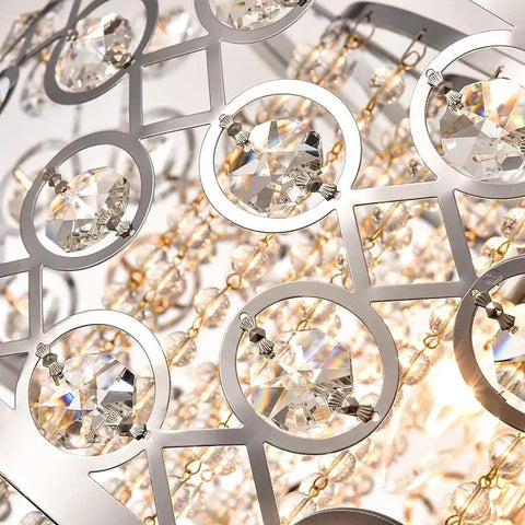 Detail of Dope Modern Crystal Raindrop Chandelier 5 Light Chrome Pendant Hanging Light For Dining Room Living Room Kitchen ETL