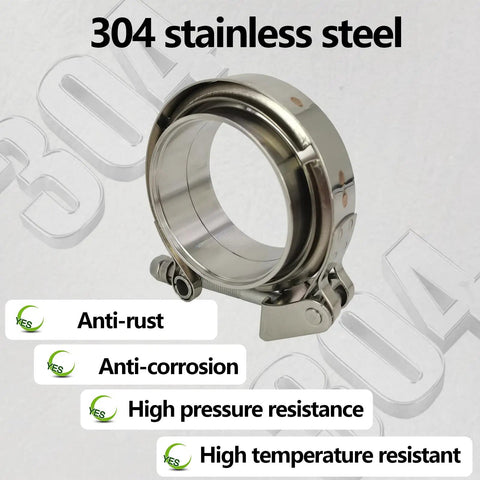 2 Pack Quick Release V-Band Clamp Set With 2.75 Inch Flanges, 304 stainless steel, anti-rust and corrosion resistant features