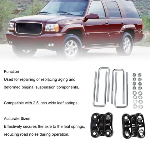 Rear Axle U Bolts And Plates Kit For Full Size 1500 Series Pickups And SUVs, aftermarket steel hardware with nuts and plates