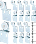 Sixteen Pack Sliding Closet Door Roller Kit With Screws For Top Hung Bypass Wardrobe Doors Includes One Half Inch And Three Eighths Inch Offset Rollers Hardware And Installation Screws For Quick Easy Fitting