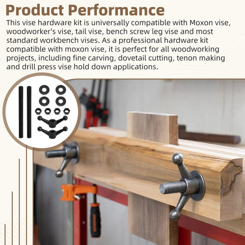 Shop Ready Bench Vise Hardware Kit With Eight Inch Threaded Rods Cast Knobs And Steel Nuts For Garage Tough Woodworking Upgrades No Sweat Install For Heavy Duty Clamping Jobs