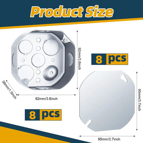 4x4 Inch Octagon Electrical Box With Cover For Ceiling Or Wall Install, Built Tough Galvanized Steel Junction Box, 21 Cu In Capacity