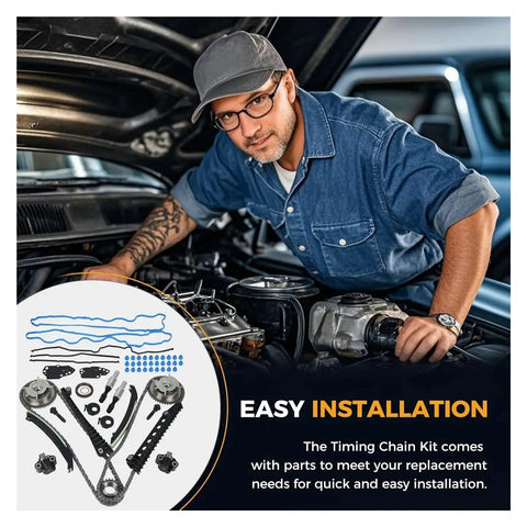 Heavy Duty Timing Chain Kit For Ford Expedition 2005-2014 And F150 Trucks Made From Alloy Guides And Sprockets To Stop Wear And Keep Engine Running Tight Without Stretching Out Or Busting When Driving On The Road.