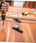 Person installing Hidden 360 Degree Stainless Steel Pivot Hinge for doors and bookcases, heavy duty invisible concealed hinge.