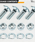 Rustproof Chrome Bumper Bolts Kit 7/16-14 By 1-1/4 Inch Carriage Bolts With Nuts And Lock Washers, 4 Sets, Heavy Duty Chrome Plated Steel For Ford F-150 F-250 F-350 Mustang Front And Rear Bumper Replacement. Package contents: 4 bolts, 4 nuts, 4 lock washers