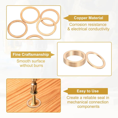 Hardcore Copper Crusher Washers For M22 Bolts And Sump Plugs in copper material, showcasing corrosion resistance and smooth surface.