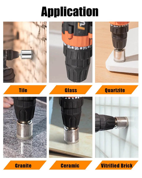 15 Piece Diamond Hole Saw Drill Bit Set For Tile Glass Ceramic Porcelain Marble Granite Stone With Diamond Coated Bits