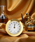 38mm Round Glass Analog Hygrometer With Probe For Humidors Guitars And Violins Mini Humidity Meter Must Have For Accurate Readings And Moisture Monitoring Of Instruments And Other Moisture Sensitive Gear, gold dial