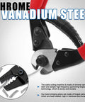 Chrome vanadium steel cutter from Pro Grade 123 Piece Wire Rope Kit With 24 Inch Crimping Tool 8 Inch Cable Cutter Aluminum Loop Sleeves Stainless Steel Cable Thimbles And Anti Cut Gloves For DIY Rigging Marine And Heavy Duty Hardware
