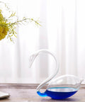 Elegant Swan Shaped Weather Predictor Barometer Weather Station 7 Inch Crystal Storm Glass on table indoors