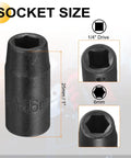 Harfington Super Shallow 6mm Metric Impact Socket With 1/4 Inch Drive And Long Hex Adapter Made Of Heavy Duty CR-V Steel For Tough Bolts, Nuts And Easy Access Tight Spots On Any Car Or Bike Project. 6mm x 25mm impact socket, 1/4 drive, CR-V steel