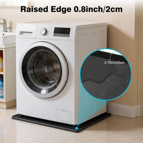 27x29 Inch Silicone Washing Machine Drain Pan With Raised Edge Anti Slip Drip Tray under washer, close-up of 0.8 inch raised edge.