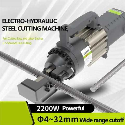 Electric Hydraulic Rebar Cutter For Steel Bars Fast Cutting Machine Cuts Four To Twenty Two Milli Meters Effortlessly With Low Noise