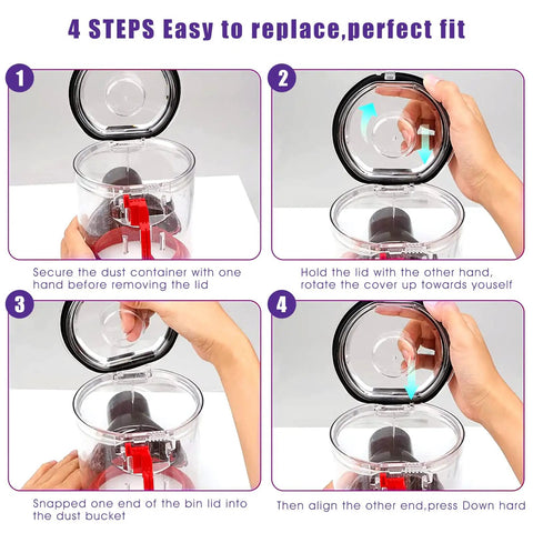 4-step guide for Bin Lid Cap Replacement Cover With Sealing Ring For V7 V8 SV10 SV11 Vacuum Cleaners Dust Bin Door Seal Repair