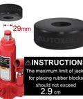 Heavy Duty Bottle Jack Pad Adapter Rubber With 29mm Hole And 1 1/8 Inch Recess On Bottom Jacking Point, Universal Fit For 5 To 6 Ton Bottle Jacks, Prevent Slippage And Car Damage During Lifts