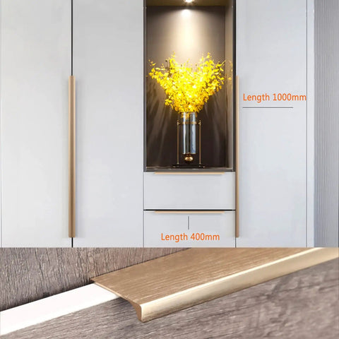 Low Profile Aluminum Edge Pulls Hidden Cabinet Handles With Screws, Finger Pull Door Handles for home cabinets, brown